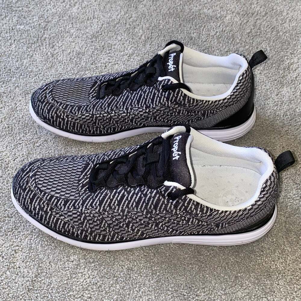 9.5 Propet TravelFit Pro Black & White Womens Sneakers Shoes - Picture 4 of 8